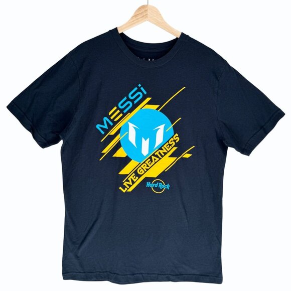 Hard Rock x Lionel Messi Live Greatness Graphic T Shirt Navy Size L - Picture 3 of 9